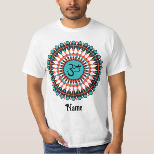 Spiritual Mandala Om Symbol Turquoise Customised T-Shirt