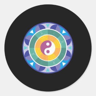 Spiritual Mandala Rainbow Coloured Chinese Yin Yan Classic Round Sticker