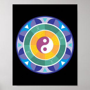 Spiritual Mandala Rainbow Coloured Chinese Yin Yan Poster