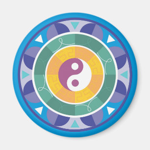 Spiritual Mandala Rainbow Colours Chinese Yin Yang Magnet