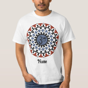 Spiritual Mandala Yoga Om Blue Rust Customised T-Shirt