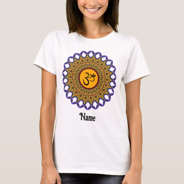 Spiritual Mandala Yoga Om Peacock Customised T-Shirt (Front)