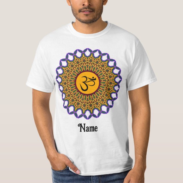 Spiritual Mandala Yoga Om Peacock Customised T-Shirt (Front)