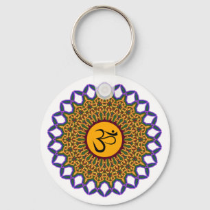 Spiritual Mandala Yoga Om Peacock Kaleidoscope Key Ring