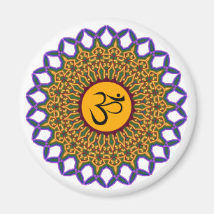 Spiritual Mandala Yoga Om Peacock Kaleidoscope Magnet