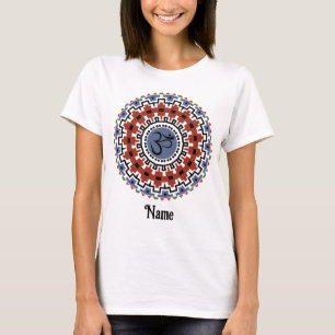 Spiritual Mandala Yoga Om Rust Blue Customized T-Shirt