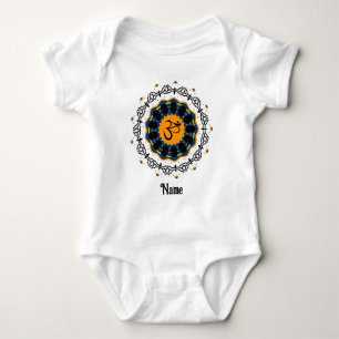 Spiritual Mandala Yoga Om Symbol Blue Customised Baby Bodysuit
