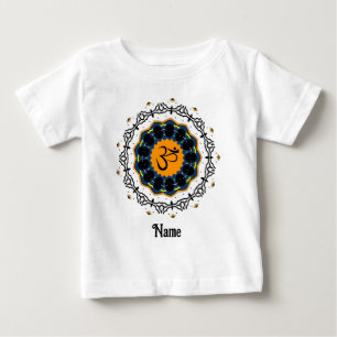 Spiritual Mandala Yoga Om Symbol Blue Customised Baby T-Shirt