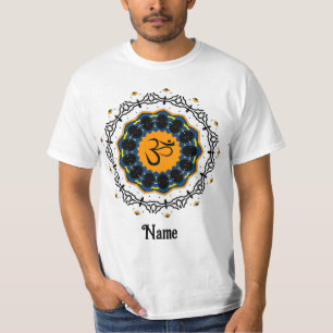 Spiritual Mandala Yoga Om Symbol Blue Customised T-Shirt