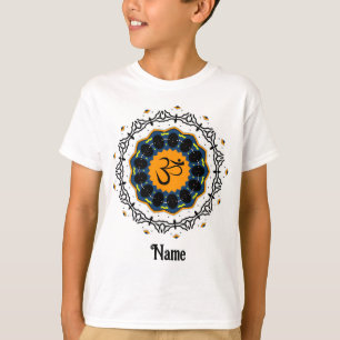 Spiritual Mandala Yoga Om Symbol Blue Customised T-Shirt