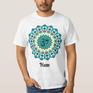 Spiritual Mandala Yoga Om Symbol Blue Customised T-Shirt