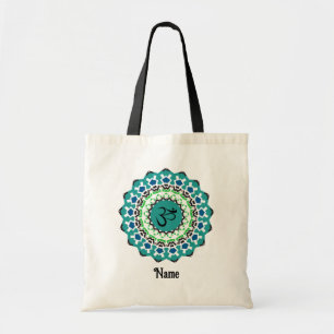 Spiritual Mandala Yoga Om Symbol Blue Customised Tote Bag