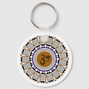Spiritual Mandala Yoga Om Symbol Geometric Design Key Ring