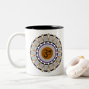Spiritual Mandala Yoga Om Symbol Geometric Design Two-Tone Coffee Mug