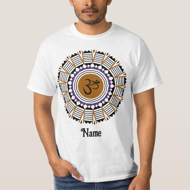 Spiritual Mandala Yoga Om Symbol Purple Customised T-Shirt (Front)