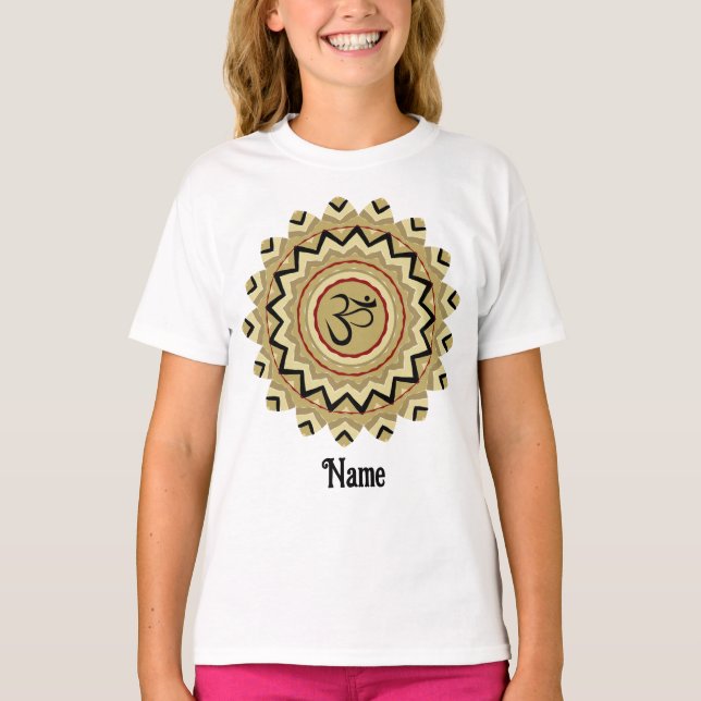 Spiritual Mandala Yoga Om Symbol Retro Customised T-Shirt (Front)
