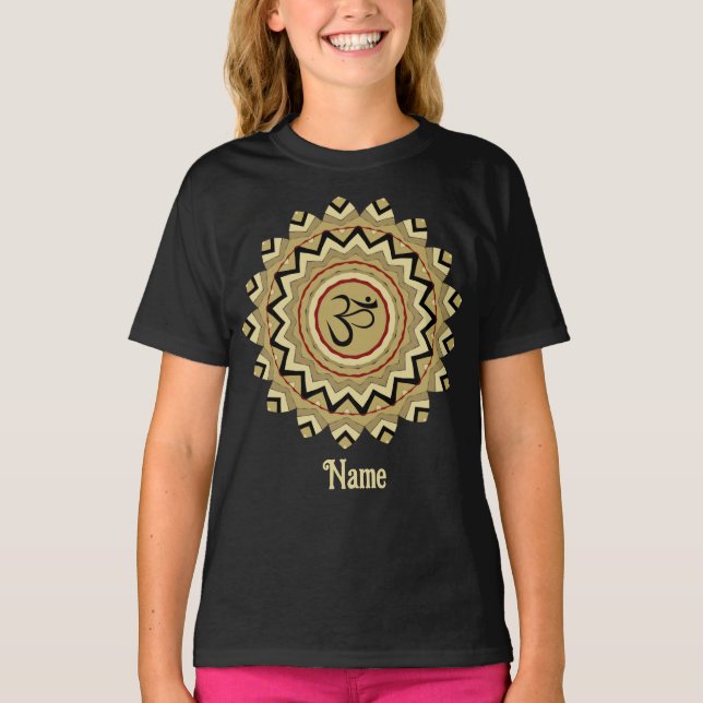Spiritual Mandala Yoga Om Symbol Retro Customised T-Shirt (Front)