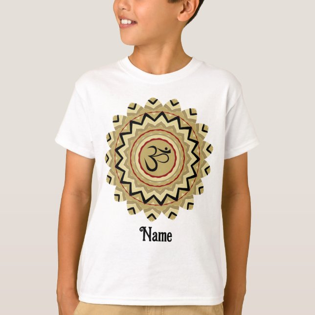 Spiritual Mandala Yoga Om Symbol Retro Customised T-Shirt (Front)