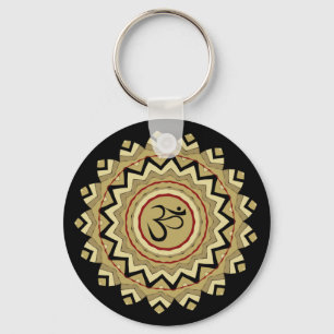 Spiritual Mandala Yoga Om Symbol Retro Geometric Key Ring