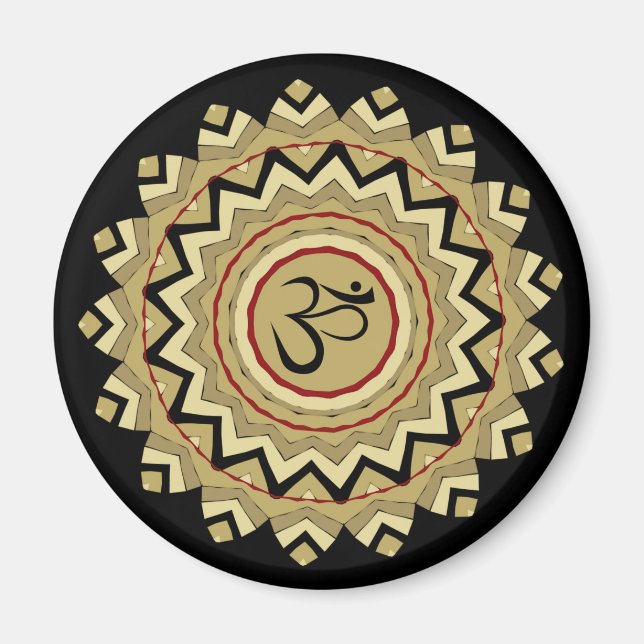 Spiritual Mandala Yoga Om Symbol Retro Geometric Magnet (Front)