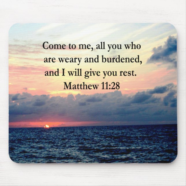 SPIRITUAL MATTHEW 11:28 SUNRISE SCRIPTURE PHOTO MOUSE MAT (Front)