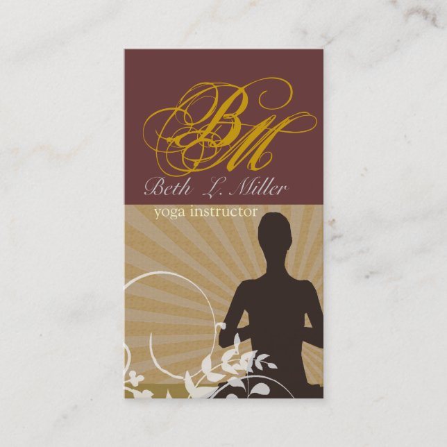 Spiritual Meditation Yoga Instructor Fancy Script Business Card (Front)