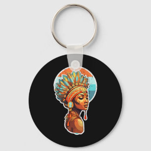 Spiritual Melanin Proud Native Afro American Woman Key Ring