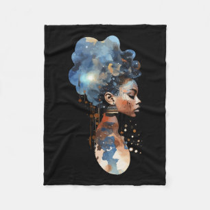 Spiritual Melanin Queen Afro American Space Warrio Fleece Blanket