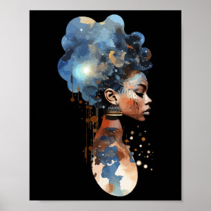 Spiritual Melanin Queen Afro American Space Warrio Poster