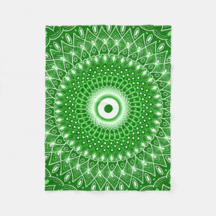 Spiritual Modern Geometric elegant green mandala  Fleece Blanket
