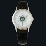 *~* Spiritual Moon Stars Lotus Sacred Geometry Watch<br><div class="desc">*~* Soothing Sacred Symbol a Path To Nirvana Sacred Geometry Spiritual Metaphysical New Age Women's Watch. Included is a lotus the moon and stars. There is also watercolor faint turquoise background. The sacred geometry spiritual new age metaphysical symbol is drawn in black which makes for a striking contract to the...</div>