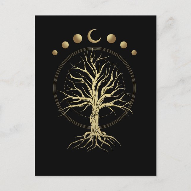 Spiritual Moon Tree Astronomy Crescent Postcard (Front)