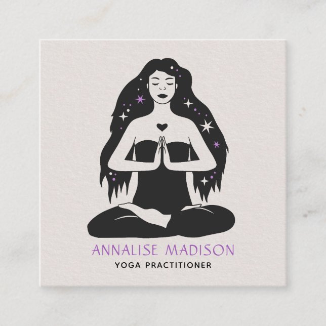 Spiritual Mystic Celestial Meditation Yoga Square Business Card (Front)