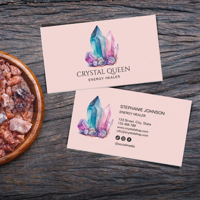 Spiritual Mystical Energy Healer Crystal Gems Business Card (Creator Uploaded)