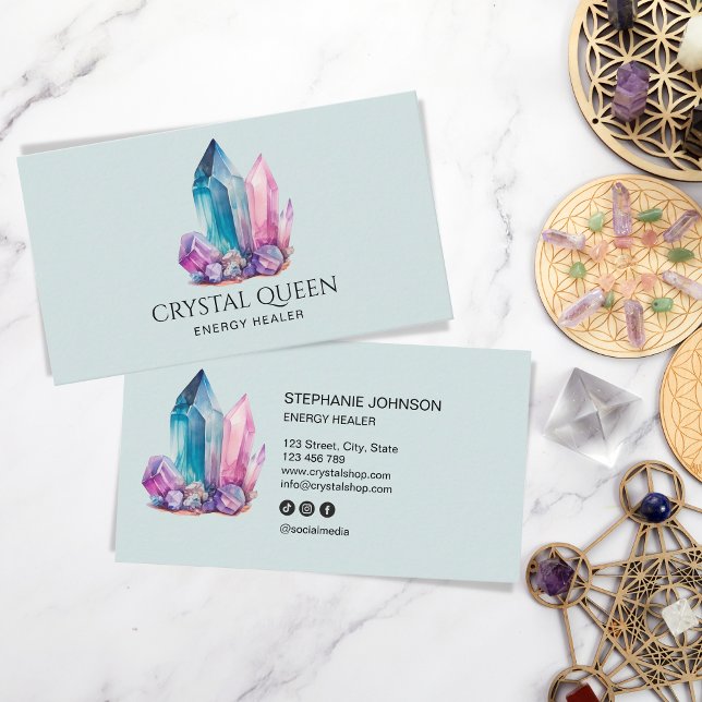 Spiritual Mystical Energy Healer Crystal Gems Business Card (Creator Uploaded)