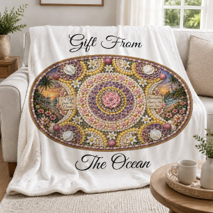 Spiritual Nautilus Ocean Goddess Art Fleece Blanket