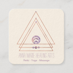 Spiritual New Age and Metaphysical Purple Gold Square Business Card