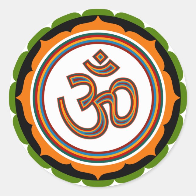 Spiritual Om On Lotus Sign Stickers (Front)