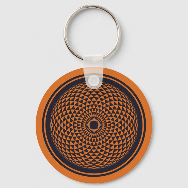 Spiritual Orange Grey Mandala Geometric Graphic Ke Key Ring (Front)