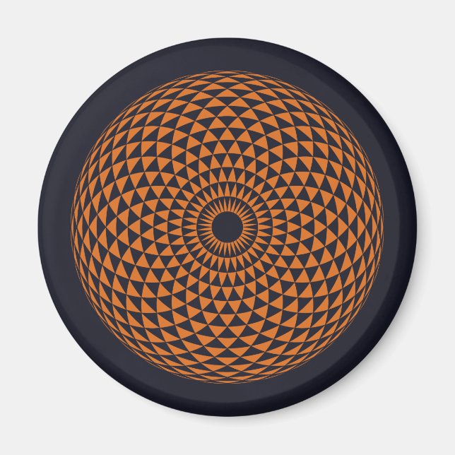 Spiritual Orange Grey Mandala Geometric Vector Art Magnet (Front)