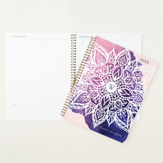 Spiritual Organic & Geometric Mandala Watercolor Planner (Display)