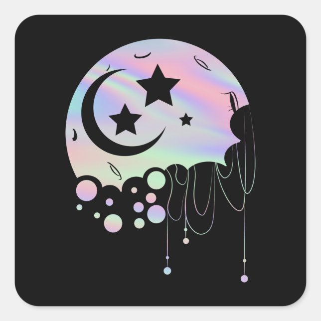 Spiritual Pastel Goth Kawaii Moon Square Sticker (Front)