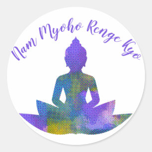 Spiritual Pastel Patchwork Halftone Lotus Yoga Nam Classic Round Sticker