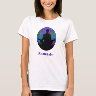 Spiritual Patchwork Sitting Yoga Pose Namaste T-Shirt