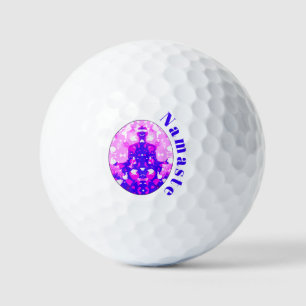 Spiritual Pink Sitting Yoga Pose Namaste Golf Balls
