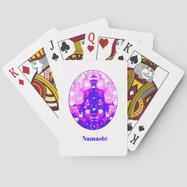 Spiritual Pink Sitting Yoga Pose Namaste Playing Cards (Back)