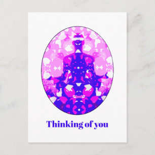 Spiritual Pink Sitting Yoga Pose Thinking of you Postcard