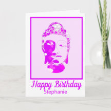 Spiritual Pink & White Symmetry Fun Birthday Card