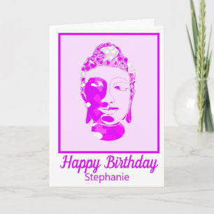 Spiritual Pink & White Symmetry Fun Birthday Card