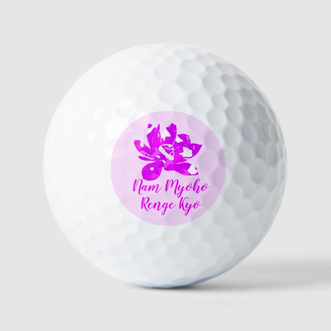 Spiritual Pink & White Symmetry Lotus Flower Golf Balls (Front)